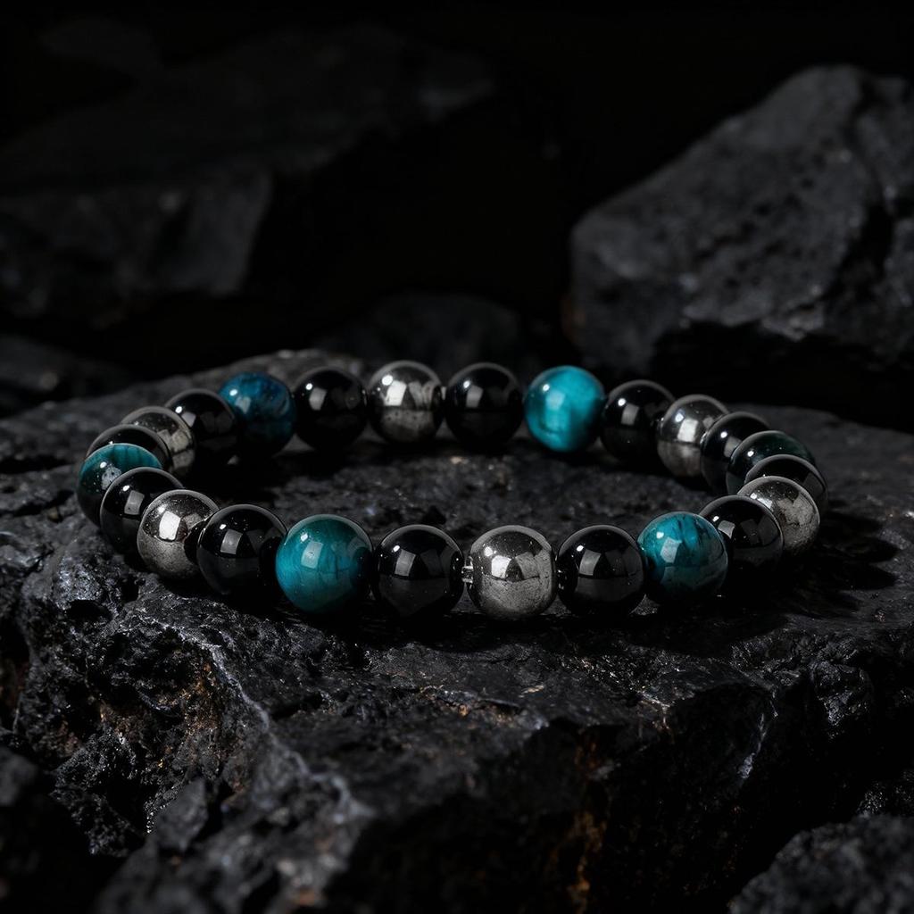 Blue Tiger Eye Beaded Bracelet: Natural Stone Handcrafted Jewelry Wristband