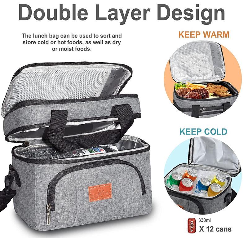 Extra-Large Double-Layer Insulated Picnic Bag - Thick, Waterproof, and Cold-Keeping Lunch Carrier with Ice Pack