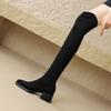 Krazing Pot Flock Autumn Winter Shoes Med Heels Size 43 Over-the-knee Boots Beauty Lady Slip on Elastic Thigh High Boots