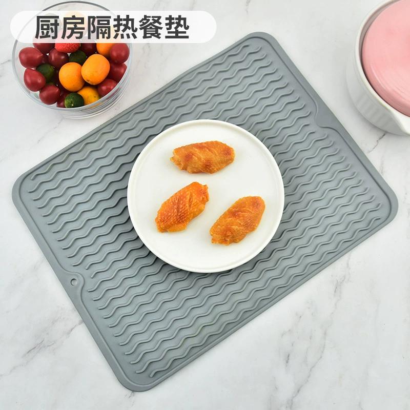 Silicone Dish Drying Mat,40 X 30cm Large Dish Drying Mats,Counter Top Mat,Dish Draining Mat,Silicone Tray Kitchen Accessories