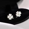 Surgical Simple Silver Four-Leaf Clover Earring Ball Earrings S925