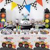 APOWBLS Monster Truck Birthday Party Tablecloth Supplies, 3 Pack Disposable Monster Theme Jam Party Decorations Table Cover, Monster Truck Table