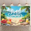 1pc Summer Beach Background Fabric Banner Suitable for Birthday Party Decoration Garden and Outdoor Decoration