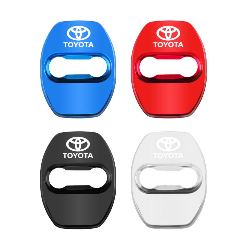 

4pcs Car Door Lock Cover Stainless Steel Auto Door Latch Protective Stickers For Toyota Rav4 Yaris Camry Land Corolla CHR Hilux Silver