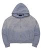 Sserpe Applique Bleach Washed Crop Zip-Up Hoodie Light Blue