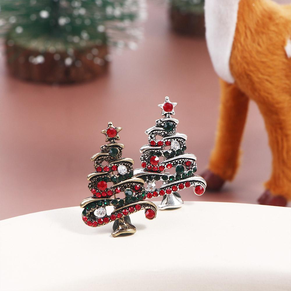Claus Clip Xmas Brooch Brooches Collar Rhinestone Pin Vintage Christmas Tree Brooch Jewelry Tree