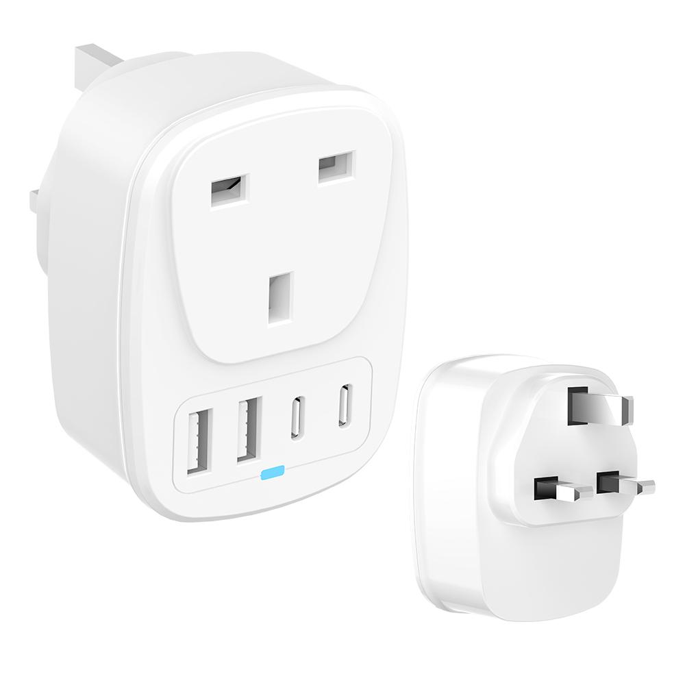Universal Travel Adapter With 2 USB Ports 2 Type-C Charging All-in-one Travel Adapter EU/UK/US/AU Plug for Travel Power Adaptor