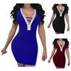 Deep Sexy Women V Rhinestone Backless Mini Dress Bodycon Sleeveless Dress Party