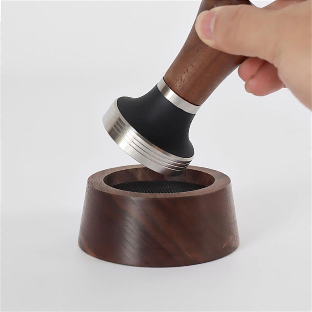 Coffee Distributor Mat Solid Wood Storage Rack Smooth Bottom Espresso Tamper Stand Coffee Distributor Maker Support Base