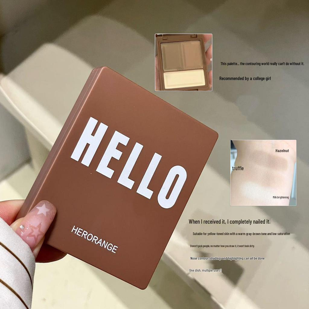 Palette 3-in-1 Highlight & Contour HERORANGE: Finitura Opaca Naturale per Viso e Naso.