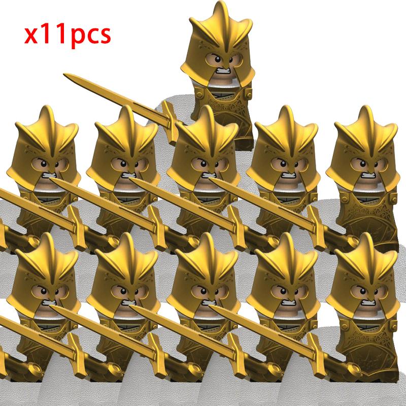 MOC Creative Medieval Game Valley Kinghts Ailin Guard Figures Warrior Armored Soldiers Army Weapons Helmet Blocks Bricks Toys