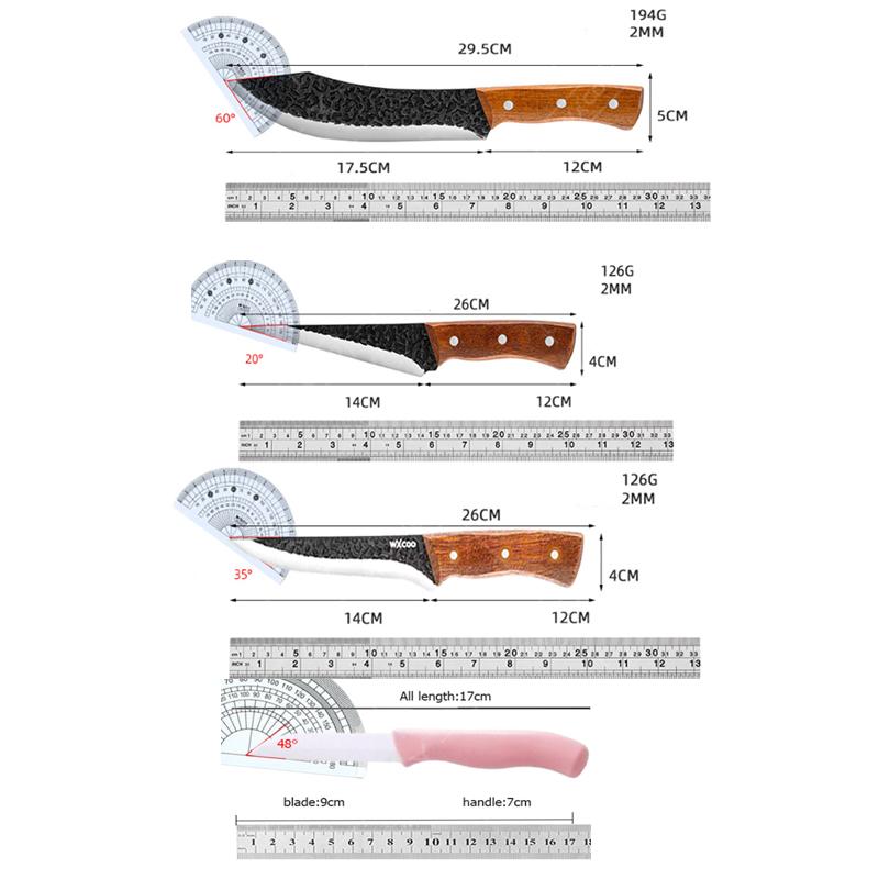 WXCOO Stainless Steel Kitchen Knife Hand Forged Full Tang Rosewood Handle Boning Knife Butcher Knife Meat Cleaver with Sheath