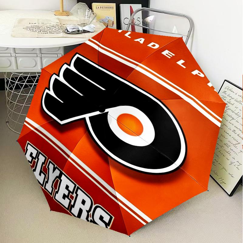 Flyers Hockey Logo Art Umbrella Folding umbrella, automatic umbrella 8-Frame for Travel, camping Use Gift for Halloween Christmas