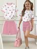 New Children's Set, 2pcs Set, Easy Heart Print Short Sleeve T-Shirt And Shorts Outfit, Suitable for Summer, Y2K Trendy Clothing