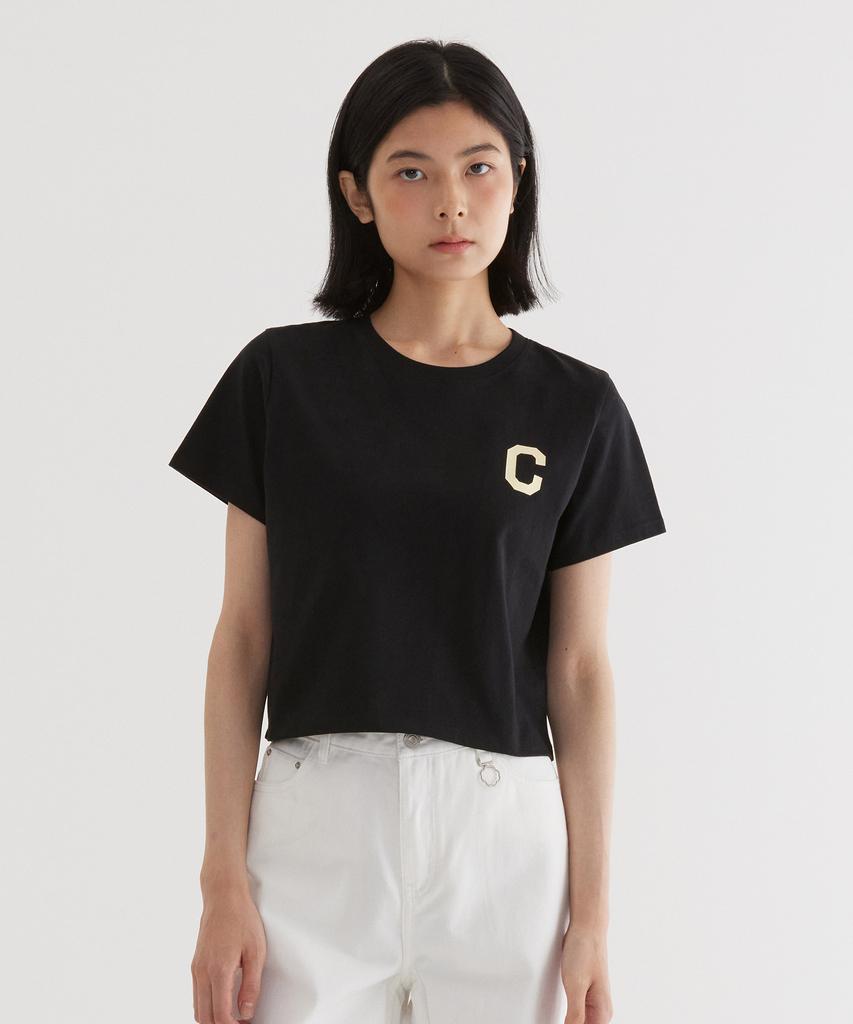 COVERNAT (W) C Logo Crop T-Shirt Black
