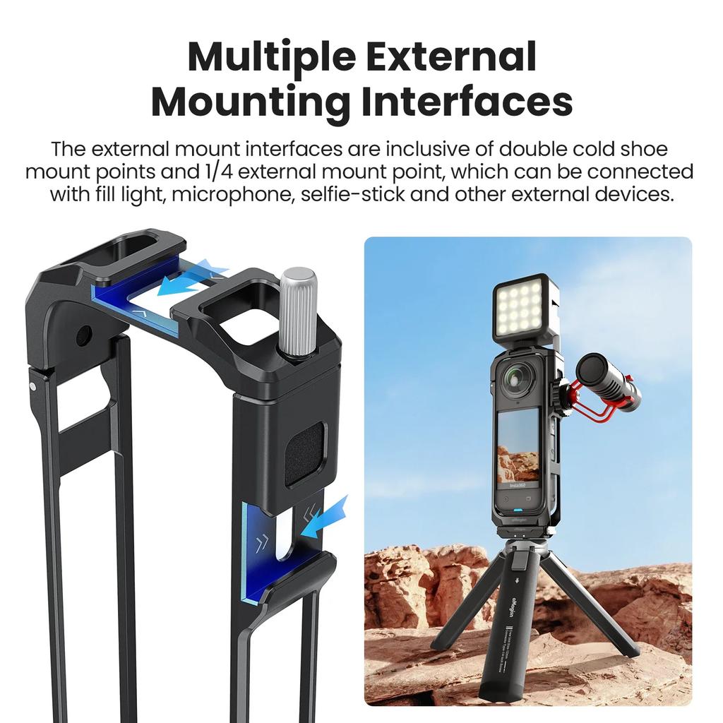 Metal Frame with Lens Cap for Insta360 X5 Camera Cage Built-in Noise Reduction Foam for Insta 360 X5 Camera Accessories