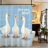 Funny White Goose Shower Curtain, Cute Cartoon Duck Waterproof Bath Curtain, Humorous Bathroom Decor for Kids Room