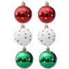 6 Stuks 6cm Kerstboom Plastic Bal Decor Stip Ontwerp Ronde Bal Festival Kerst Hangend Ornament