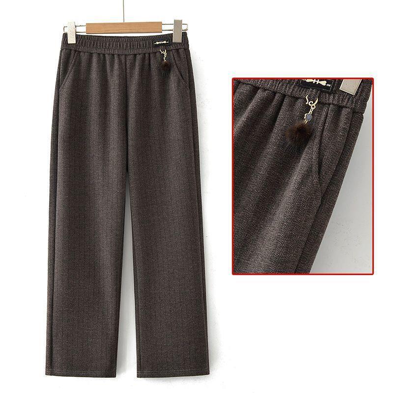 Mom's Spring Casual Elastic Waist Loose Straight-Leg Pants for Middle-Aged and Elderly Women