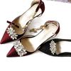1 Pcs Fashion Shiny Crystal Shoes Decorations Clip Women Shoe Buckle Accessories High-Heeled Square Rhinestones Removable Shoes D