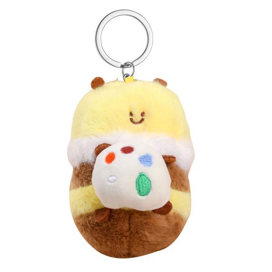 Cute Honey Bee Plush Doll Pendant for Couples Soft Stuffed Animal Keychain Funny Birthday Gift for Kids Friends Boys And Girls