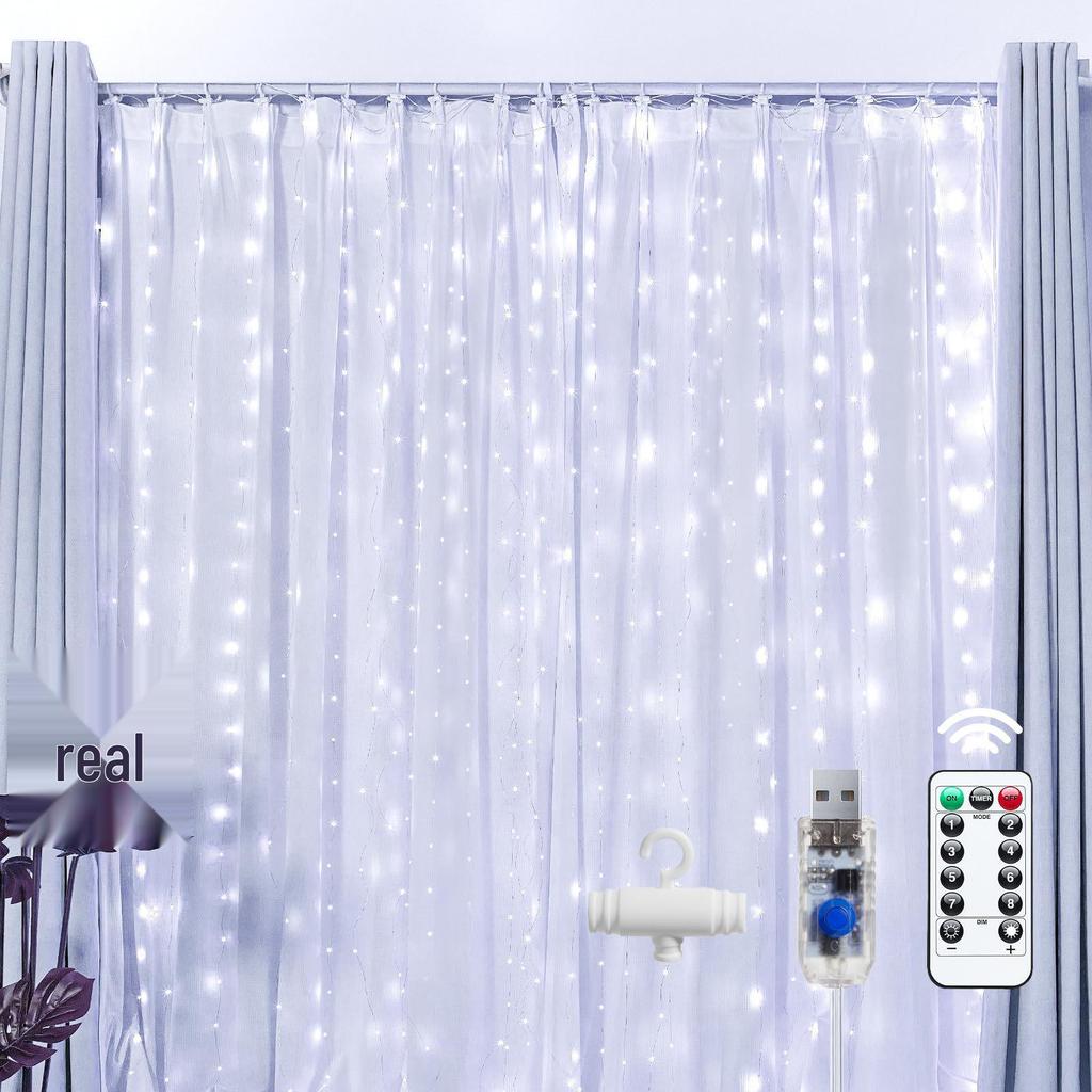 USB LED Fairy Curtain String Lights with Remote & 8 Modes for Christmas, Weddings, & Parties