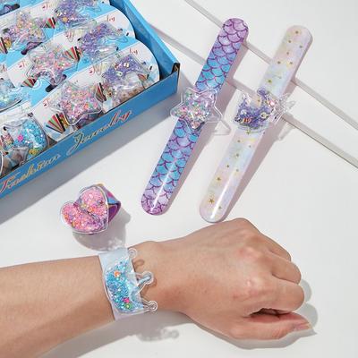 Cartoon Unicorn Slap Bracelet Mermaid Wristband with Sequin Kids Birthday Party Favors Decor Gift for Guest Goodie Pinata Filler