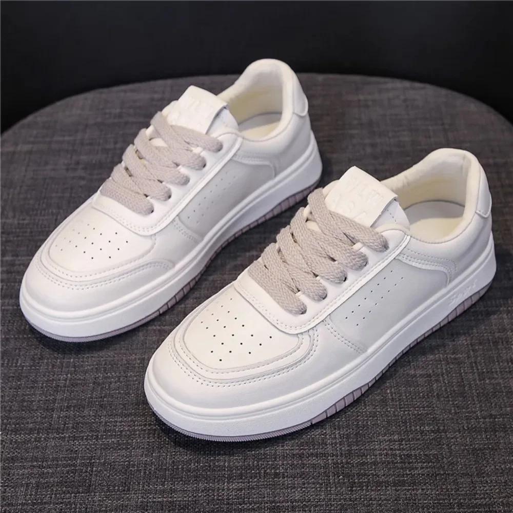 Genuine Leather White Shoes Women's Casual Sports Shoes 2025 Spring New Versatile Breathable Women's Shoes White Sneakers Women