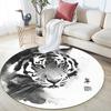 Black and White Ink Tiger  Round Area Rug,Carpet Rug for Living Room Bedroom Sofa Playroom Decor,Non-slip Floor Mat