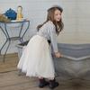 YUBAOBEI Girls Set Spring Teens Children Clothing Striped Full Sleeved T-Shirt + Long Tulle Skirts 2 Pcs Sets