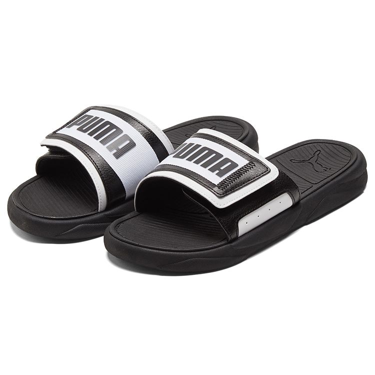 Puma Royalcat Sports Rubber Sole Slippers Unisex Slippers Black White 386712-01