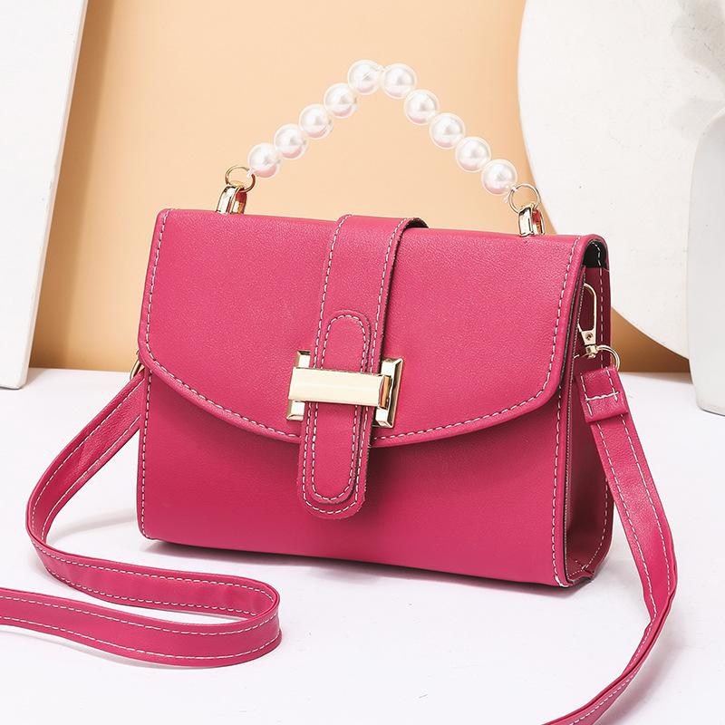 Women's Bag Versatile One Shoulder Crossbody Bag Pearl Handheld Simple Small Square Bag