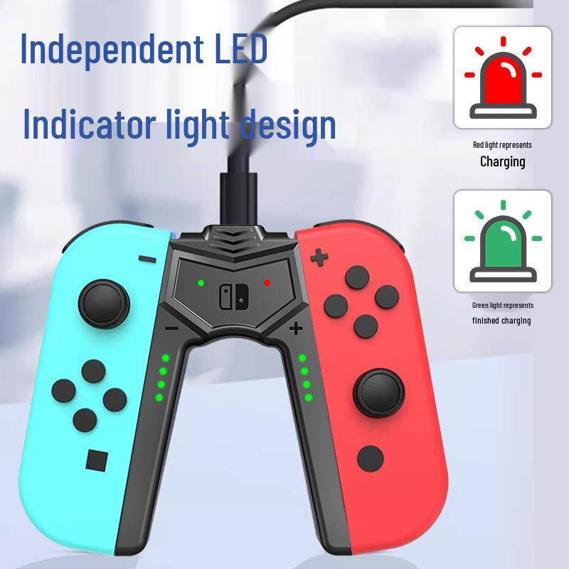 Switch OLED Joy-Con Ladegriff & Hartglas - Spielen während des Ladens