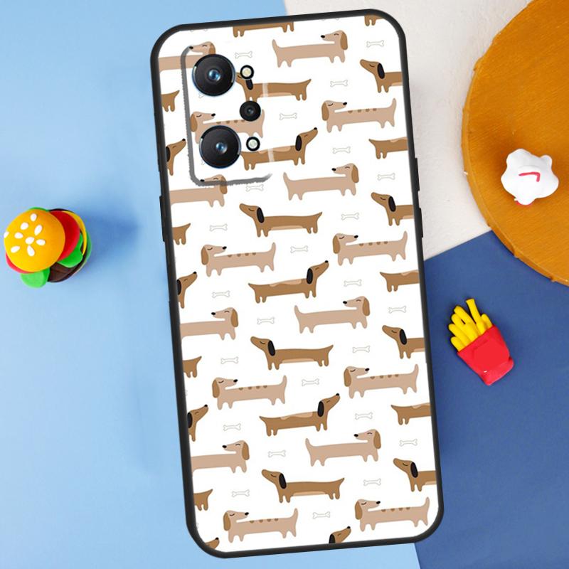 Cartoon Dachshund Dog For Realme 11 10 12 13 14 Pro Plus GT 5 6 6T GT7 Pro C61 C53 C51 C21Y C25S C55 C67 C75 Case