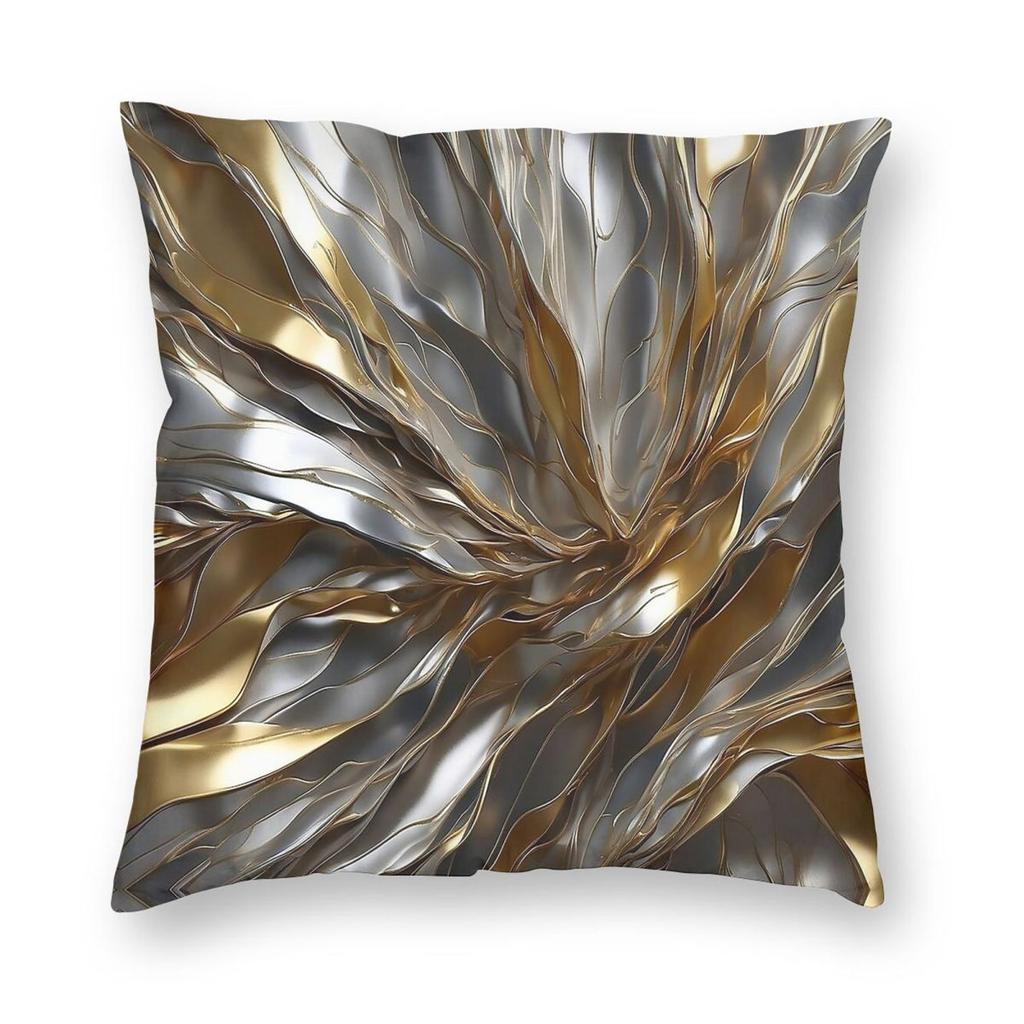 Metallic Fusion Silver Gold D Pillowcase Polyester Linen Velvet Printed Zip Decorative Home Cushion Case