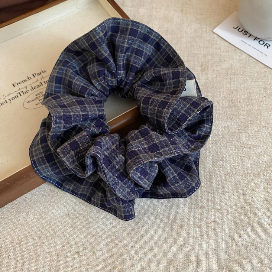Maillard retro fabric plaid large intestine hair band women's high ponytail hair rope Korean oversized hair accessories
