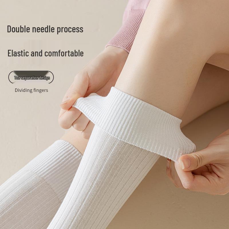 Women's Split Toe Over Knee Slimming Socks - Spring Autumn Cotton Two Toe Long Socks
