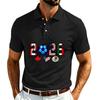 Men's Casual Soccer Print Quick Dry Polo Shirt Lightweight Mesh Breathable Short Sleeve Top for Outdoor Sports and Everyday Wear