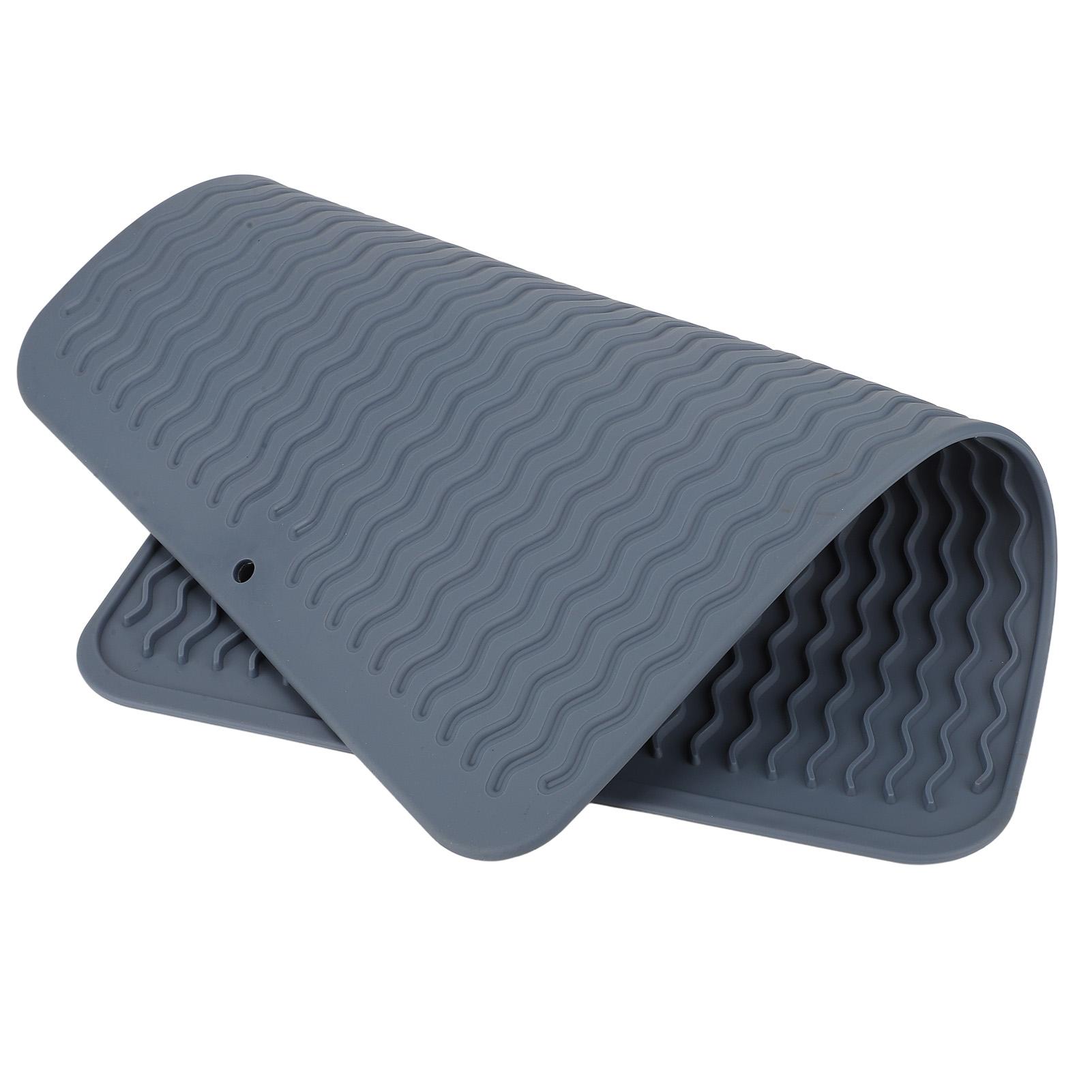 Tapis de Séchage de Vaisselle Souple Flexible en Caoutchouc Résistant à la Chaleur Antidérapant Sans BPA Écologique Large Application Tapis de Séchage de Vaisselle bleu