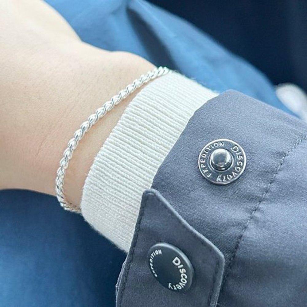 Curved Round 2mm Silver Bracelet for Men and Women 925 Silver Thin Birthday Gift