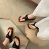 Small man~ holiday wind hollowed-out crocheted toe flip-flops square head sandals women's summer breathable niche cool slippers