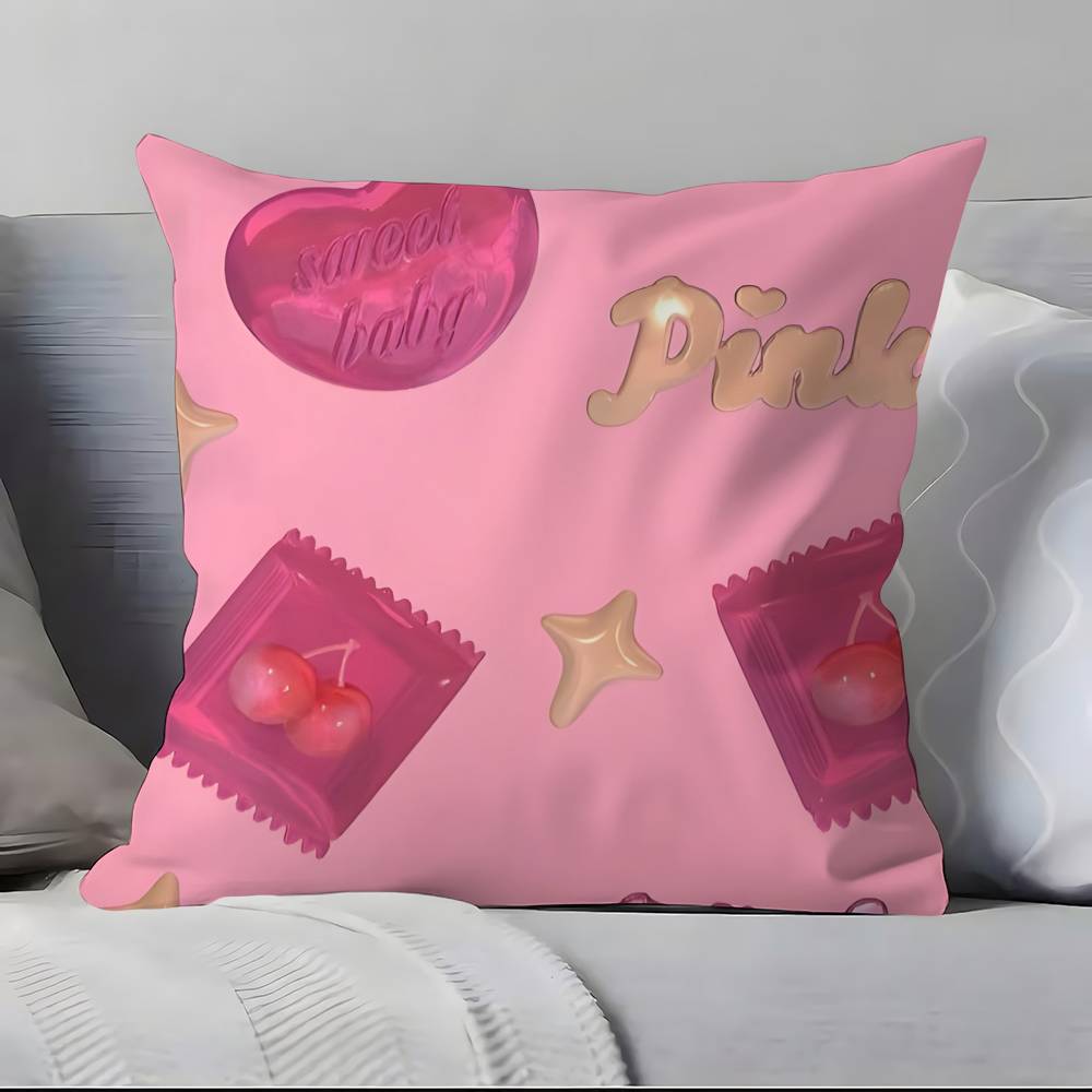 sweet pink candy Pillow Case  Ultra Soft Skin Friendly Fabric Cloud Like Comfort & Concealed Zipper