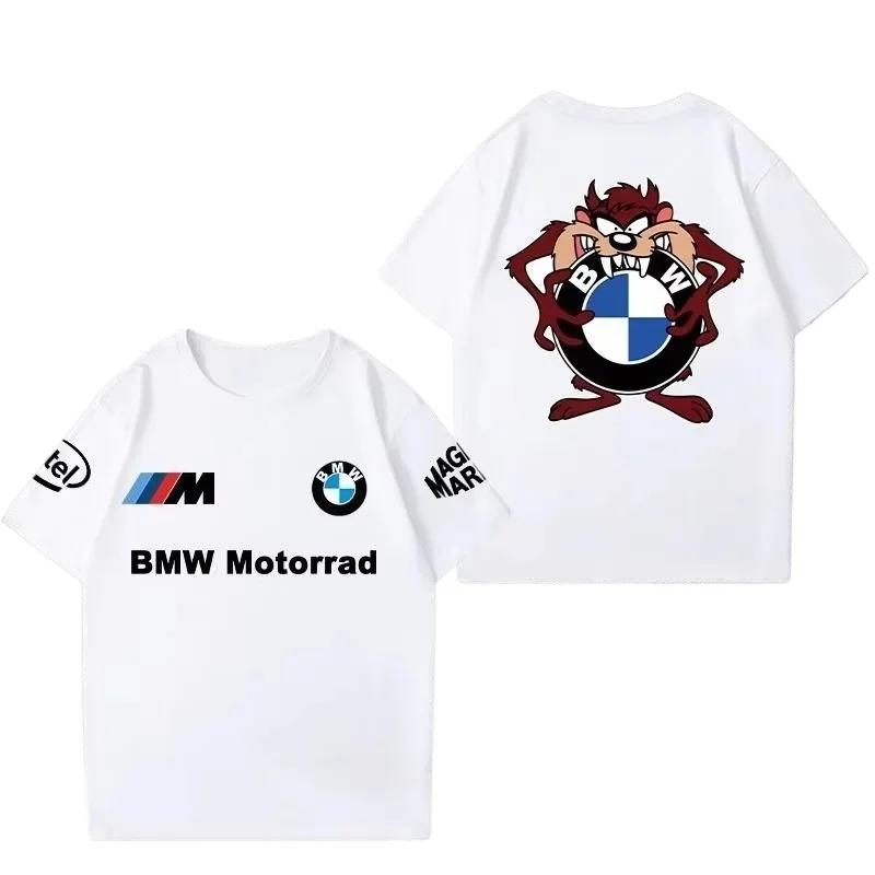 Мужские модные футболки BMW 2026 года Летние из чистого хлопка с коротким рукавом Автогонки Тяжелый Локомотив Мотоцикл Внедорожник Культурная рубашка 4XL