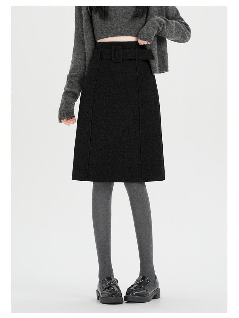 

Women s Gray Wool Blend A-line Midi Skirt - Stylish, Chic, Versatile Winter Temperament Skirt (2025) Extra Large чорний
