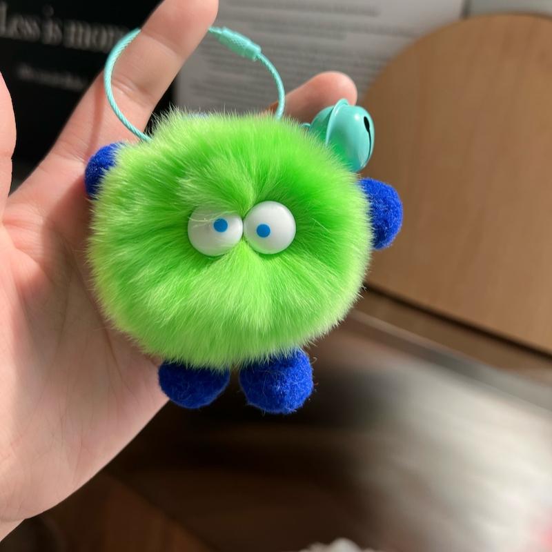 Cute Rex Rabbit Hair Small Briquettes Car Keychain Pendant Korean Internet Celebrity Plush Book Bag Pendant Gift