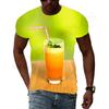 Summer Round Neck 3D Fun Fruit Pattern Print Top Fashionable Casual Short Sleeved Men's T-shirts