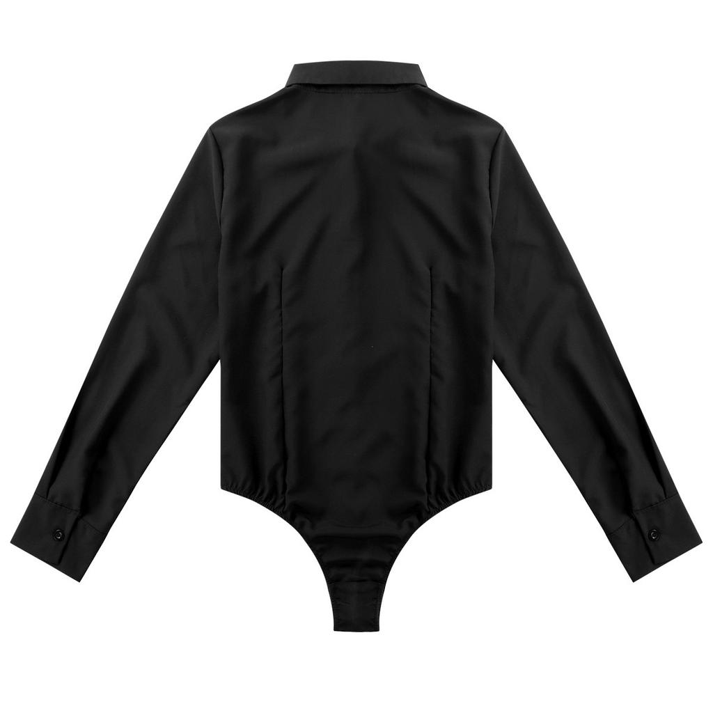 Women Bodysuit Shirt Bottoming Shirt Office Wear One-Piece Bodysuit Easy Care Work Bodysuit Shirt