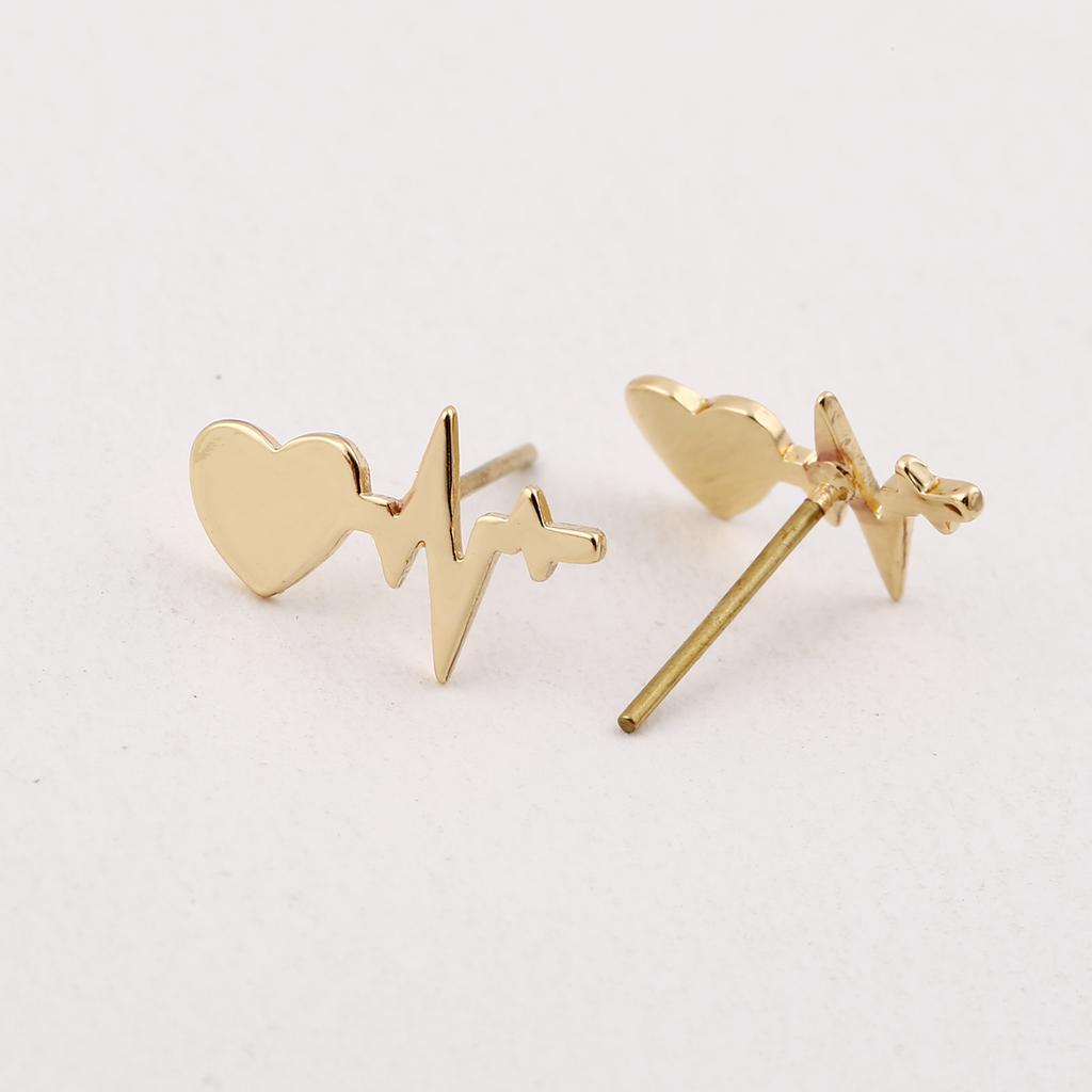 Classic ECG Heartbeat Stud Earrings Medical Fashion Jewelry for Women Nurse Doctor Small Stainless Steel Earings Party Bijoux