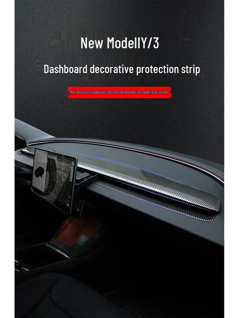 Bandă Decorativă pentru Bordul Consolei Centrale Tesla Model Y/3 pentru Protecție Interioară