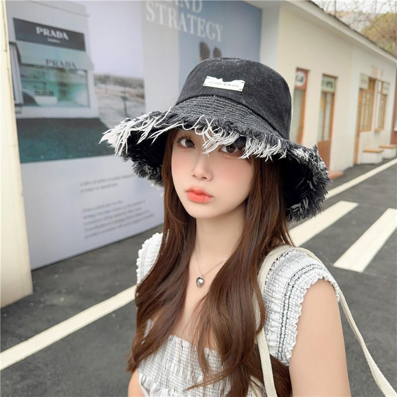 Women's Vintage Washed Denim Sun Hat With Wide Brim For Sun Protection And Casual Style